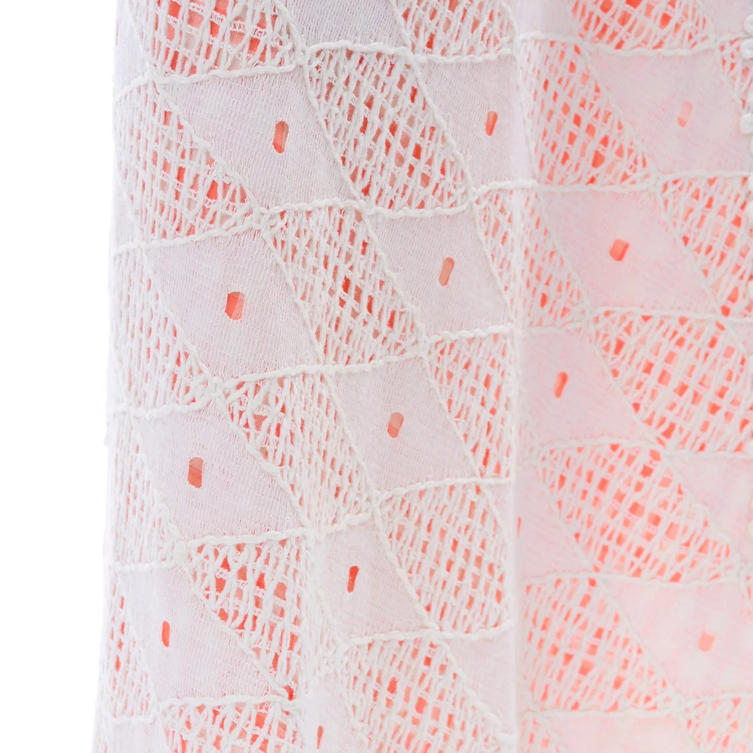 1970s Eloise Curtis Orange & White Lace & Gingham Cutout Halter Maxi Dress