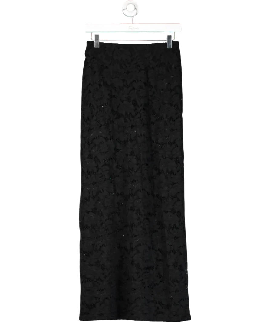 4th & Reckless Black Olga Lace Maxi Skirt UK 6