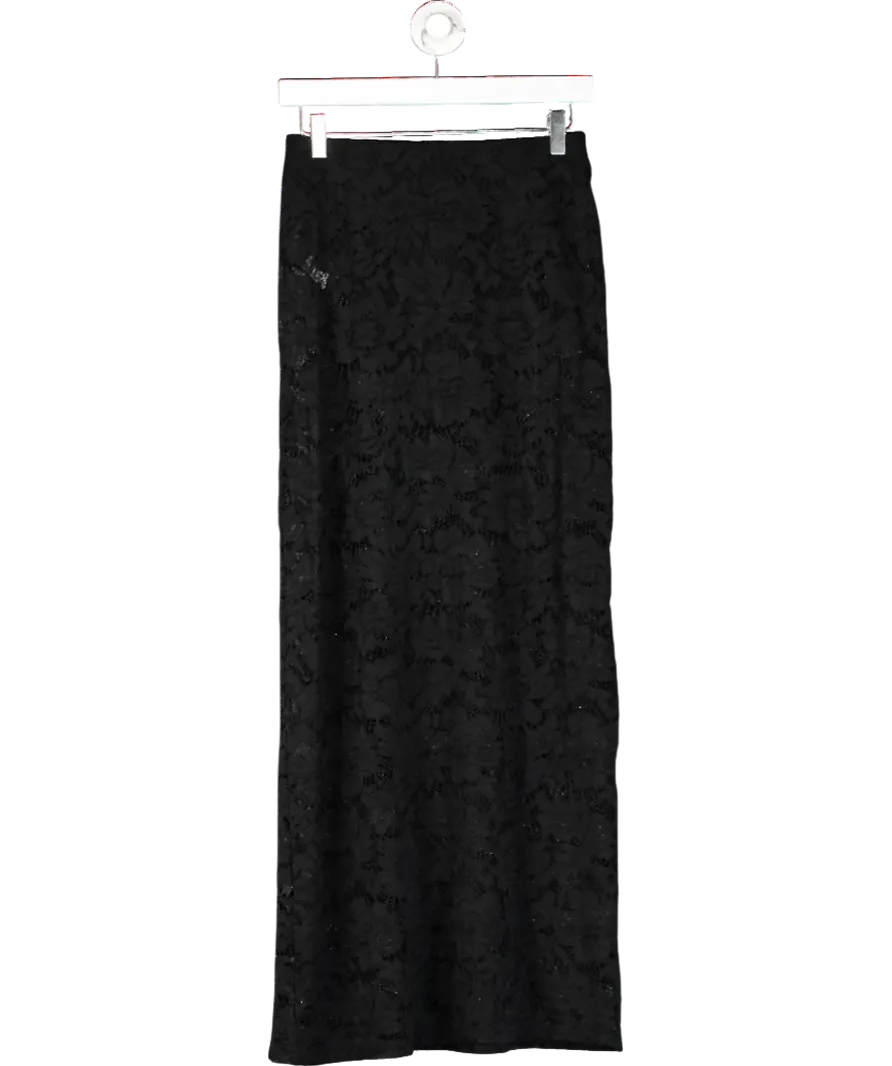 4th & Reckless Black Olga Lace Maxi Skirt UK 6