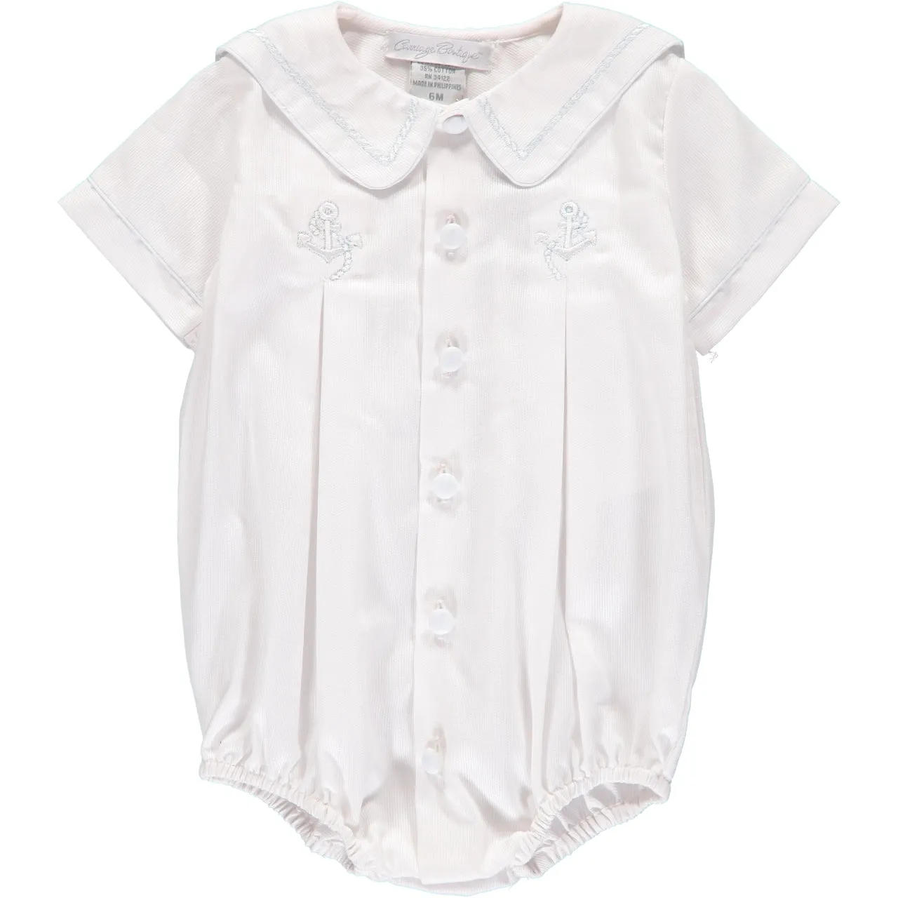 71014-Baby Boy White Anchor Bubble Romper