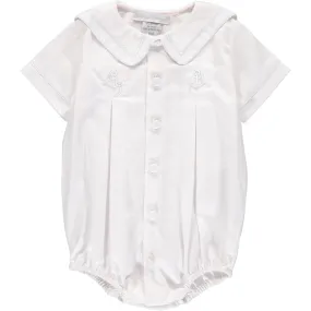 71014-Baby Boy White Anchor Bubble Romper