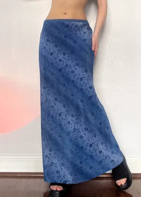 90's Blue Floral Maxi Skirt (S-M)