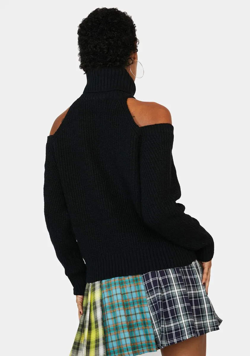 A Little Longer Cold Shoulder Sweater