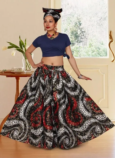 Abstract Print Maxi Skirt