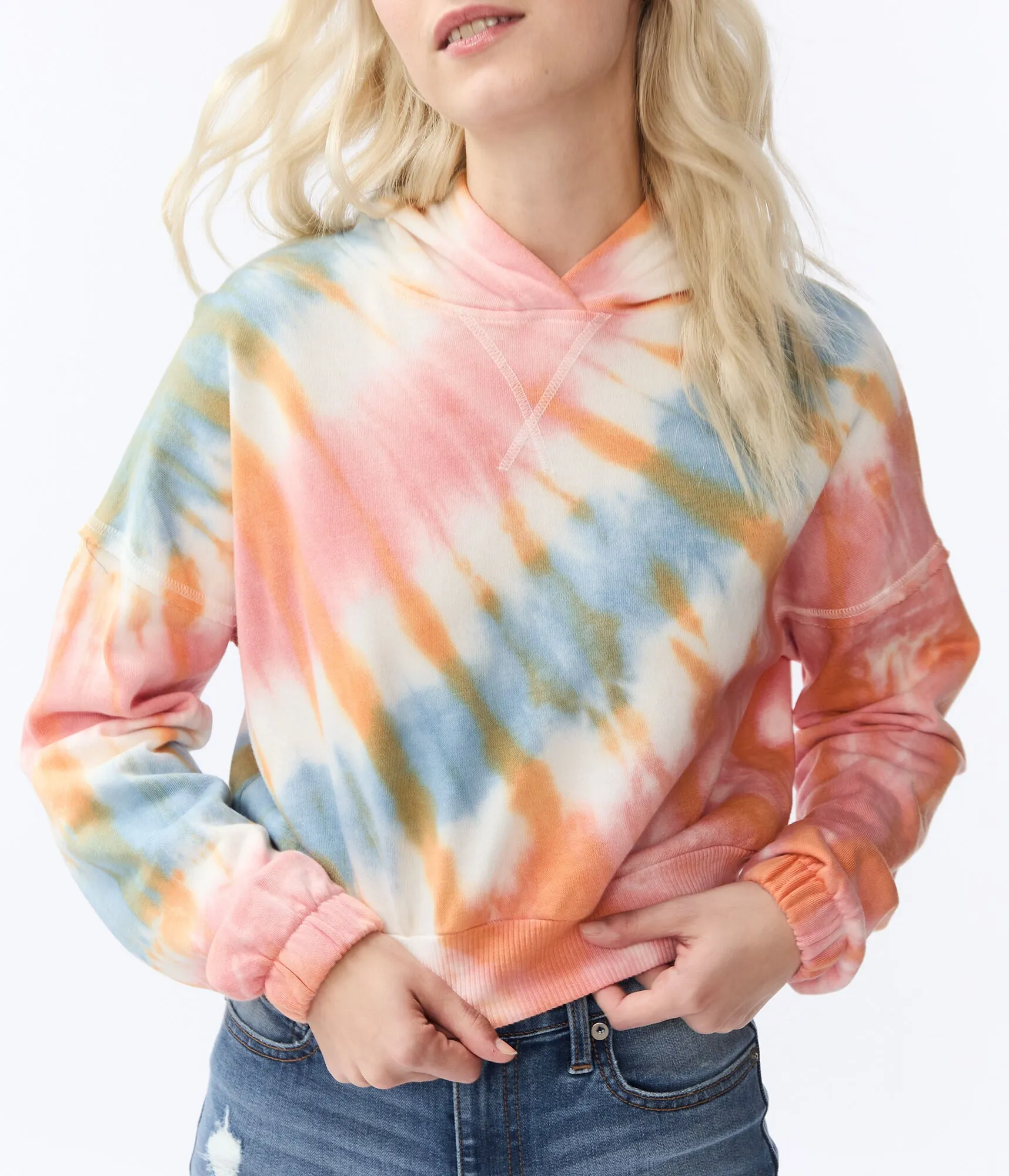 Aeropostale Tie-Dye Cropped Pullover Hoodie