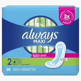 ALWAYS #03369 MAXI SIZE 2 26CT (ITEM NUMBER: 13496)