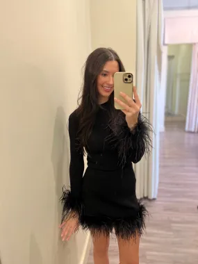AS9150 black mini skirt w/ feathers