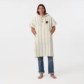 Baja Stripe Fouta Lightweight Turkish Poncho - Cream