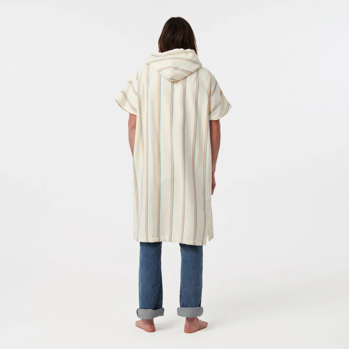 Baja Stripe Fouta Lightweight Turkish Poncho - Cream