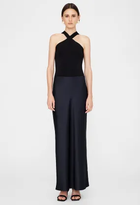 Bar Silk Maxi Skirt - Night Sky