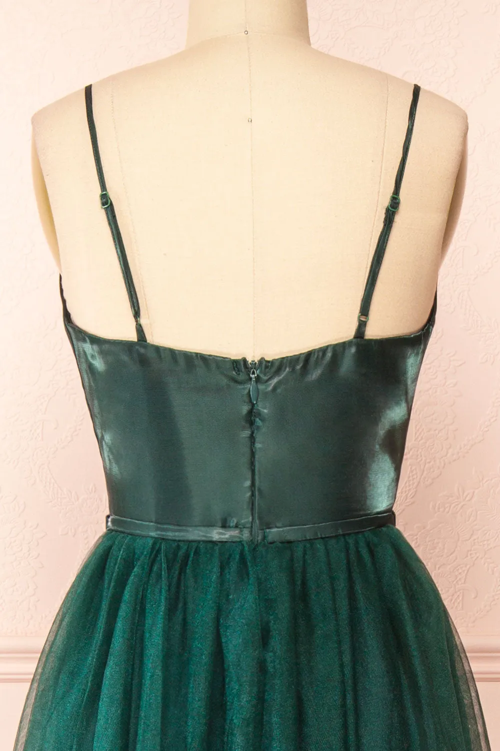 Barraganetal | Green Maxi A-Line Tulle Dress