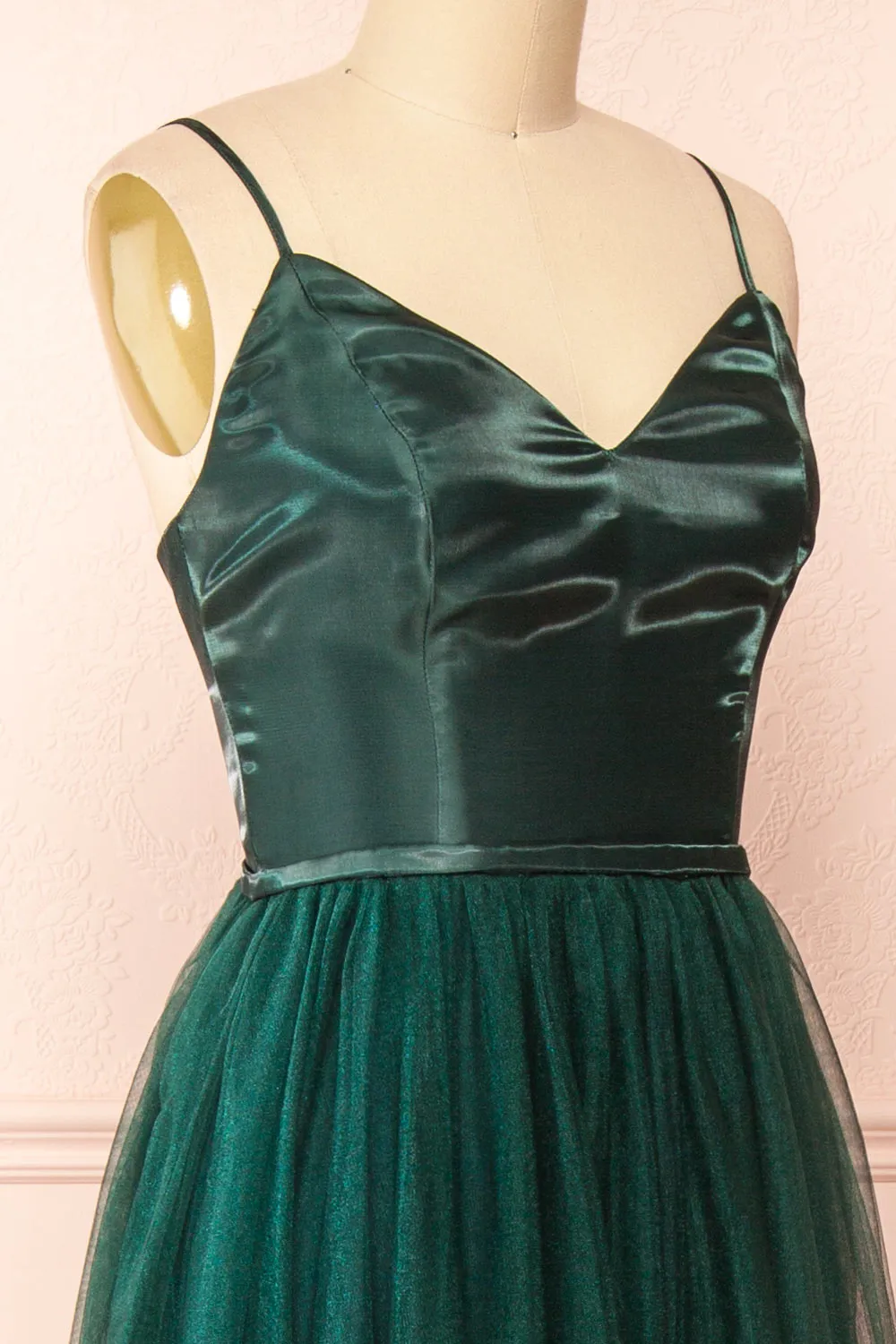 Barraganetal | Green Maxi A-Line Tulle Dress