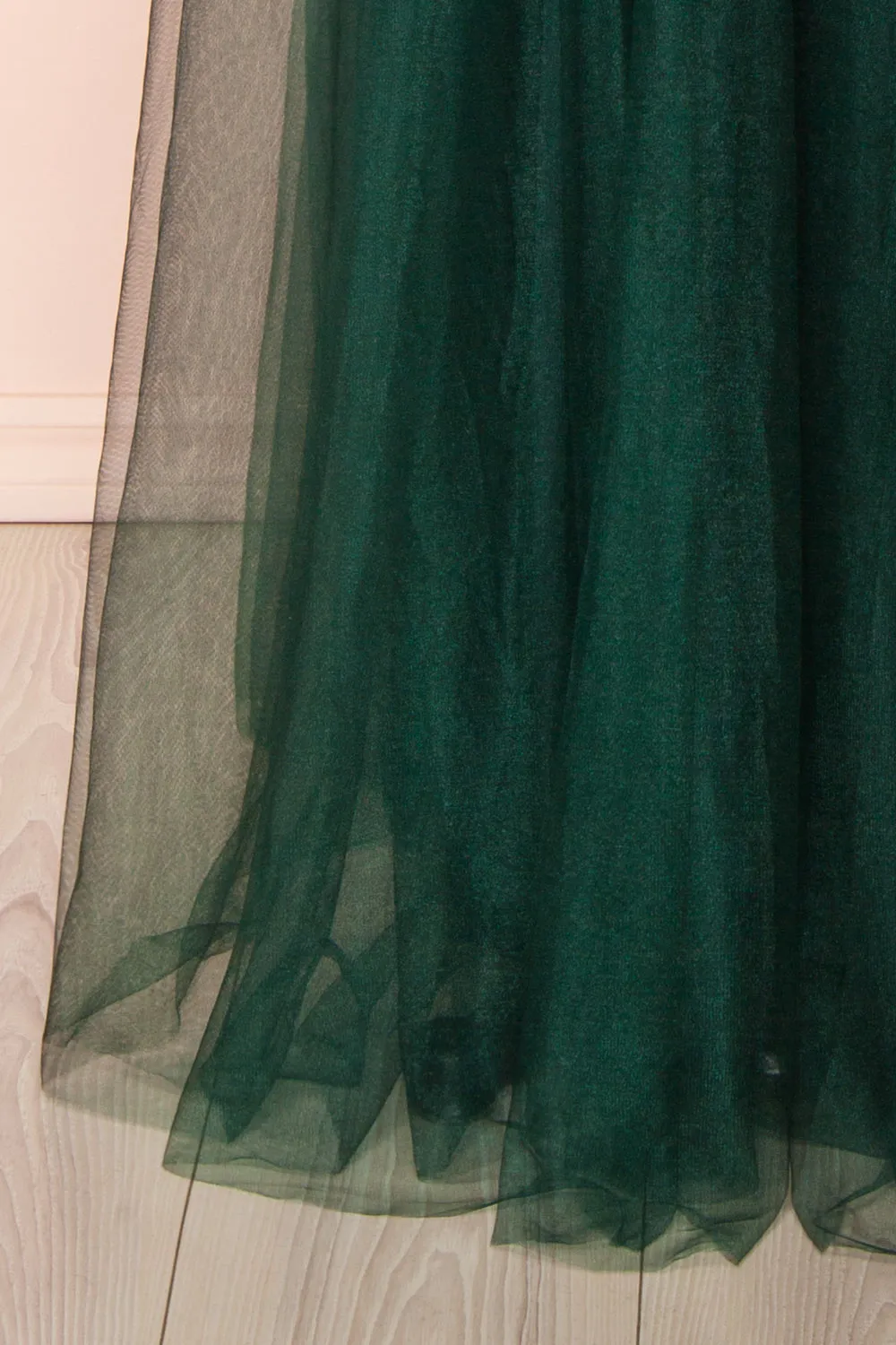 Barraganetal | Green Maxi A-Line Tulle Dress