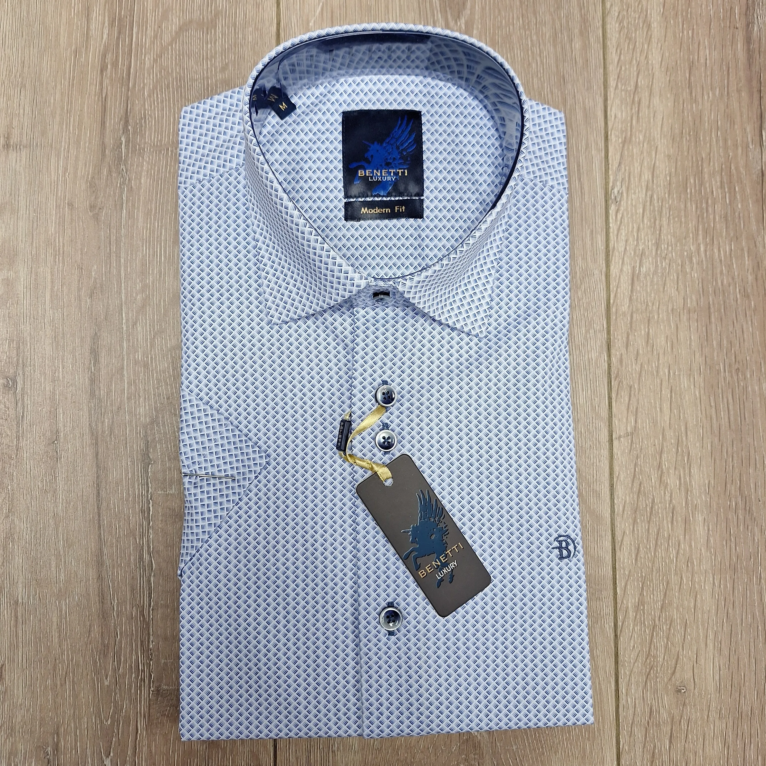 Benetti Luke Short Sleeve Casual Shirt- Blue
