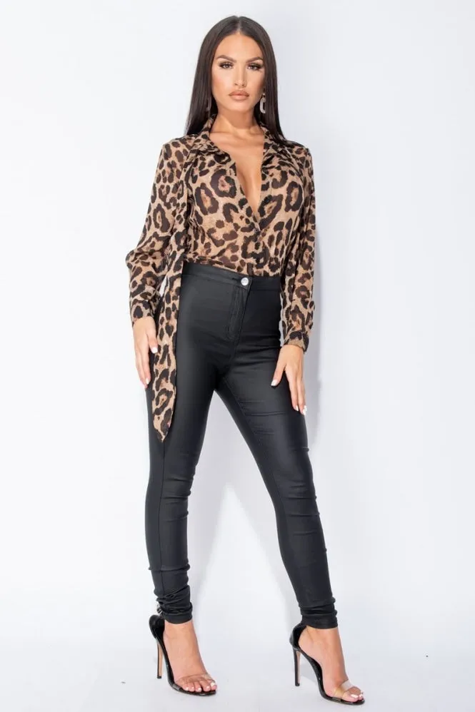 Black Coated High Waist Jeggings