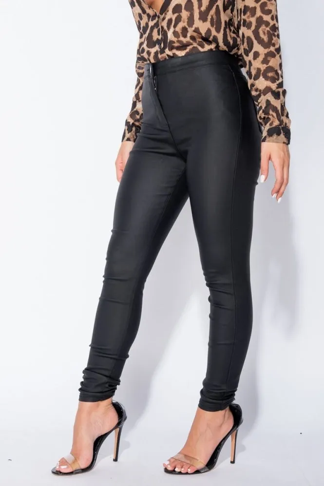 Black Coated High Waist Jeggings
