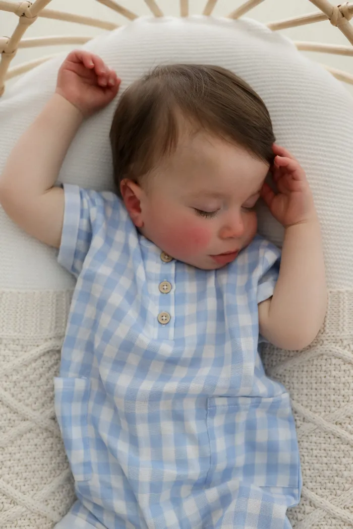 Blue Check Romper