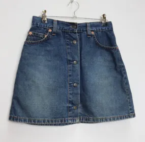 Blue Denim Button-Down Mini-Skirt - XS