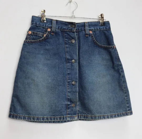 Blue Denim Button-Down Mini-Skirt - XS