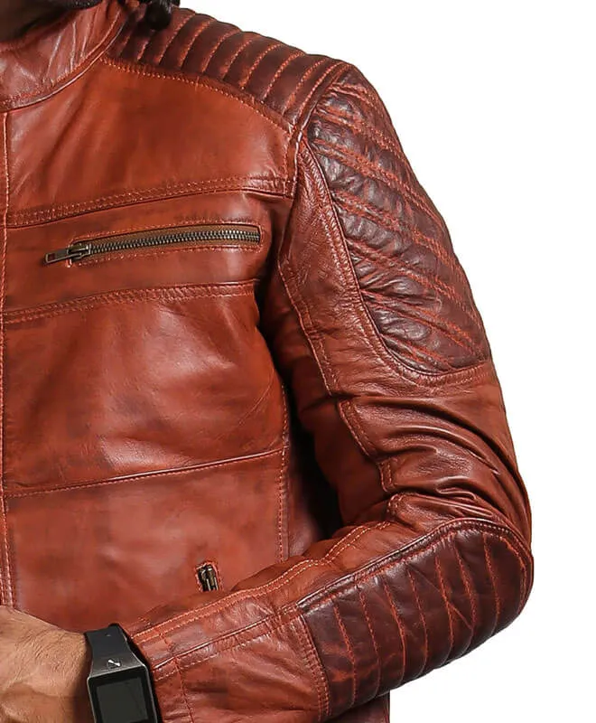 Brown Biker Style Men's Leather Jacket