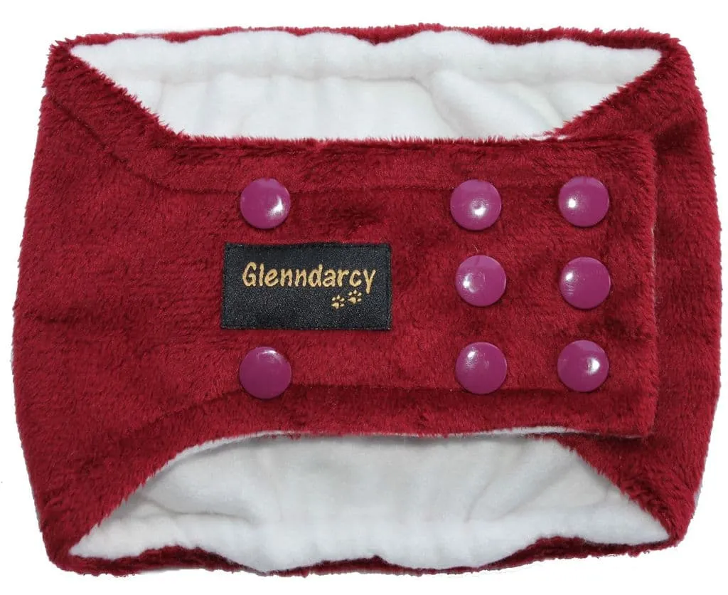 Burgundy Minkie Plush Dog Belly Band - Poppers