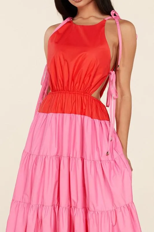 CANDY PINK RED MAXI DRESS