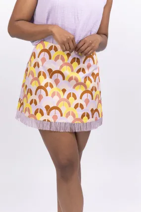 Cara Cara Chrissy Fringe Skirt Geo Lavender