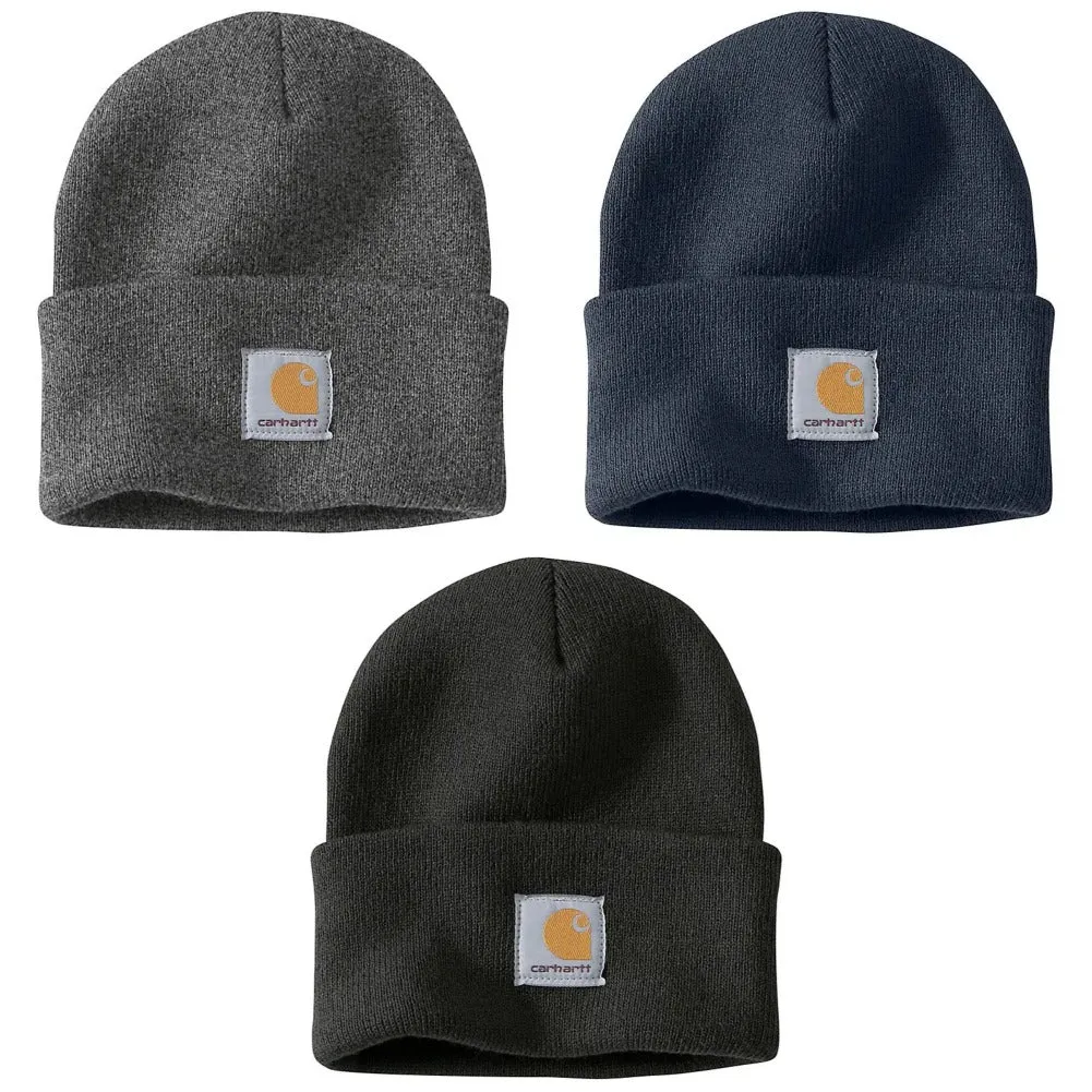 Carhartt Men's Knit Cuffed Beanie Sewn Front Label Fold-up Cuff Warm Hat