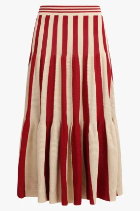Cascades Stripe Maxi Skirt | Red/Beige