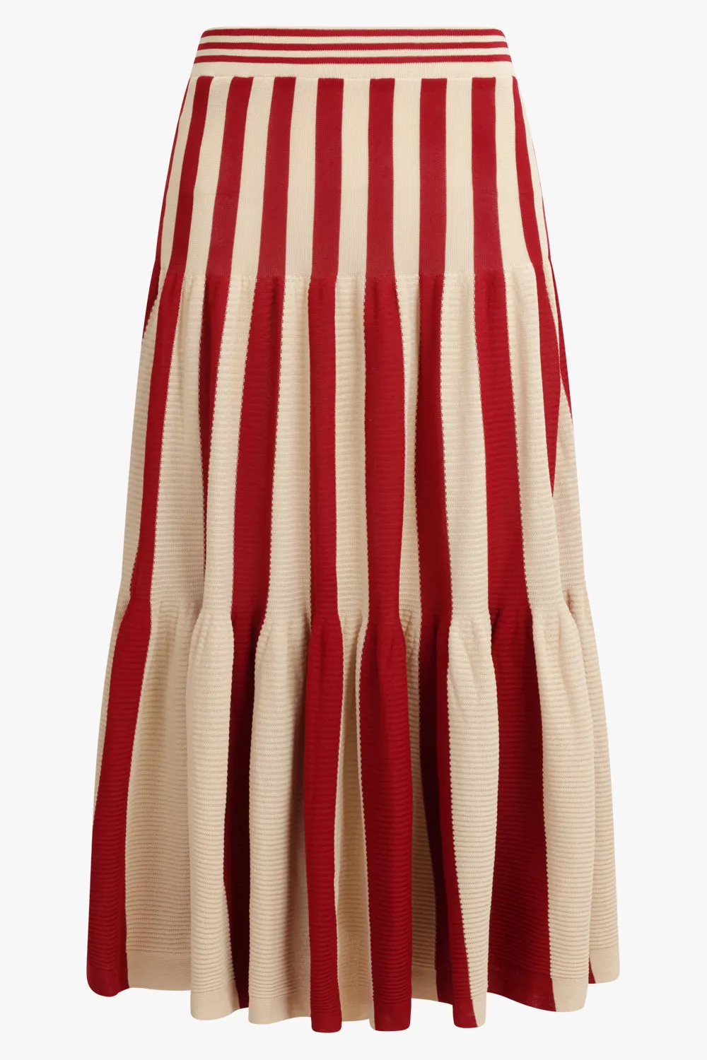 Cascades Stripe Maxi Skirt | Red/Beige