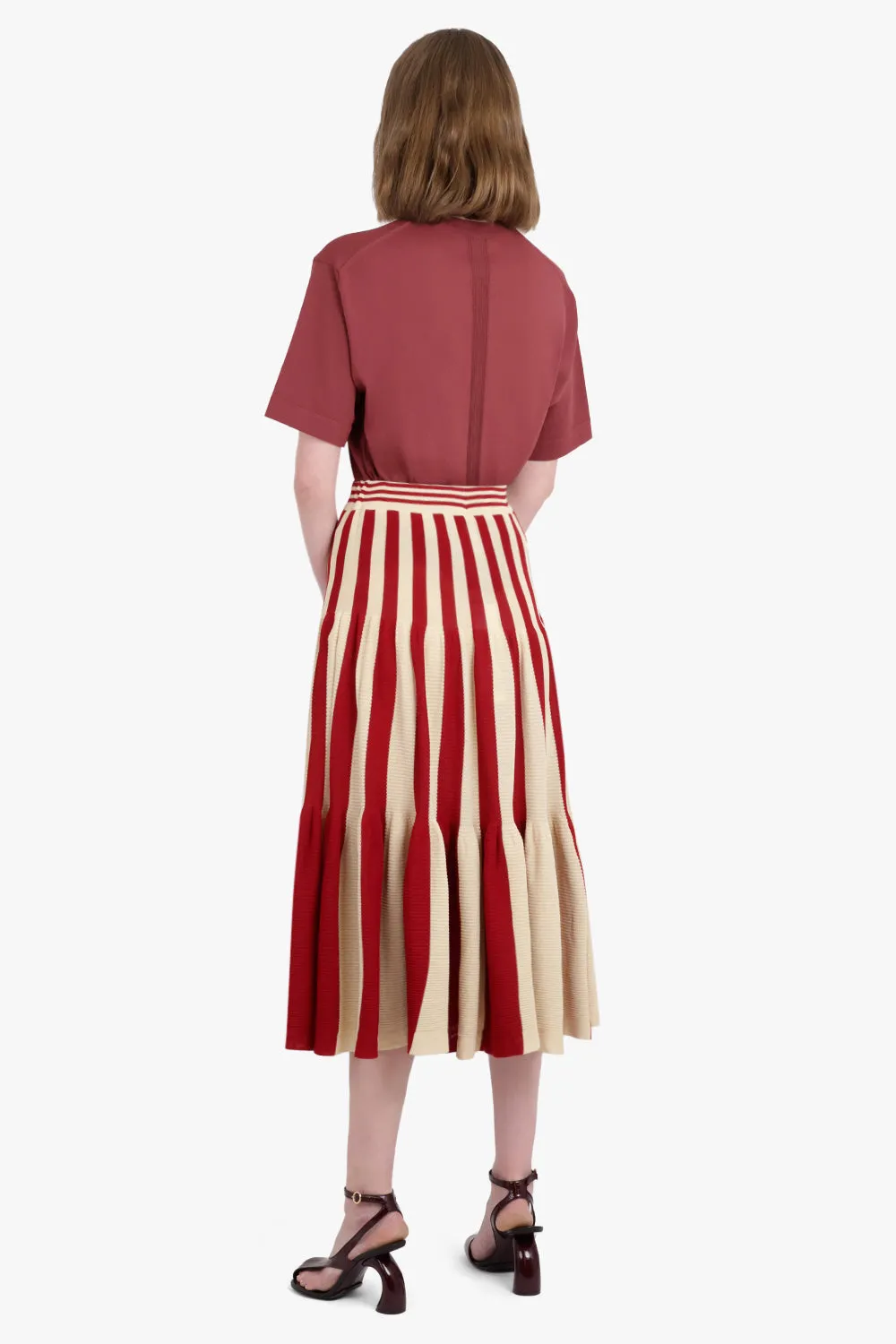 Cascades Stripe Maxi Skirt | Red/Beige