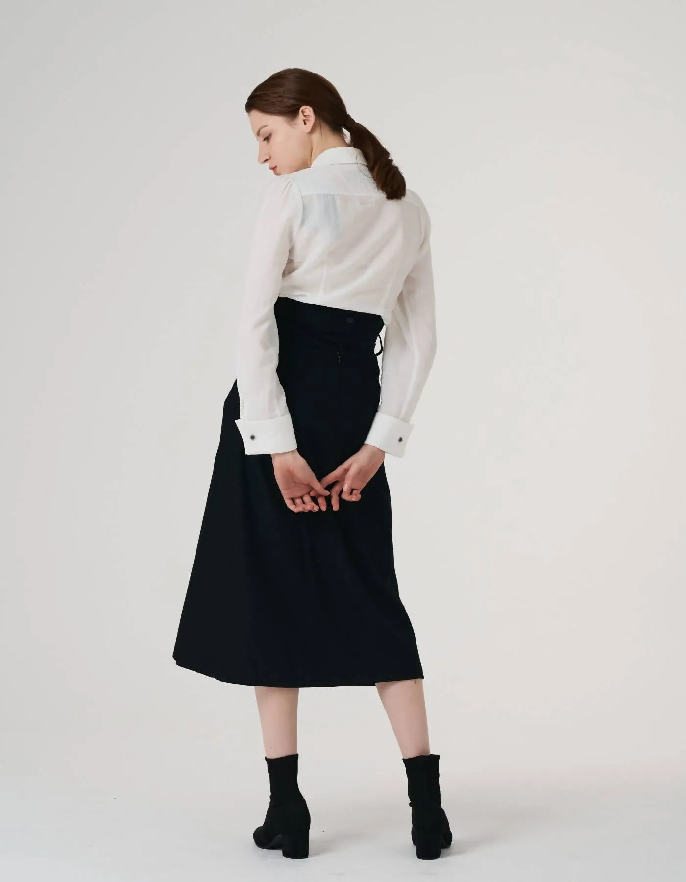 Cashmere Blending Constructive Wrap Skirt
