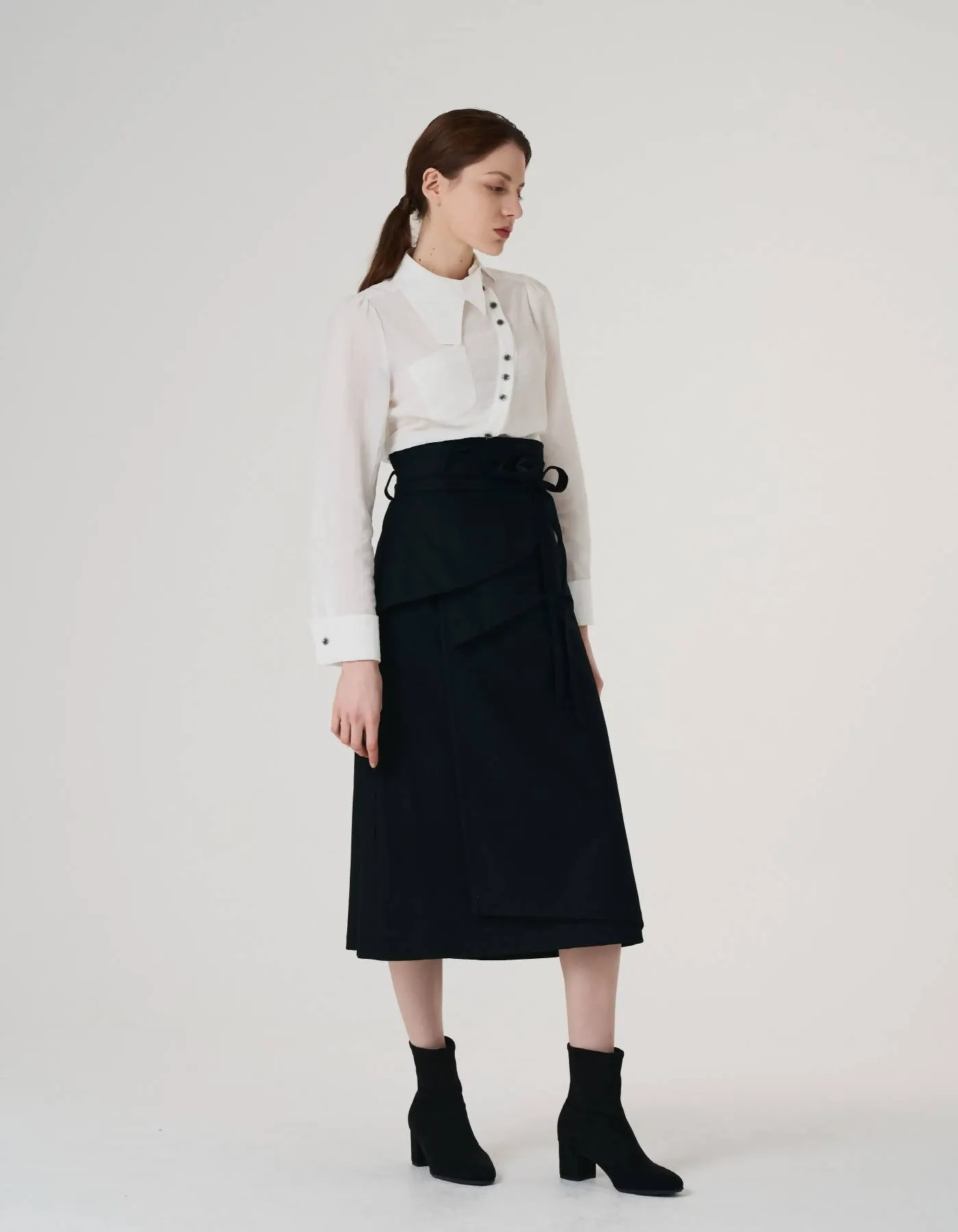 Cashmere Blending Constructive Wrap Skirt