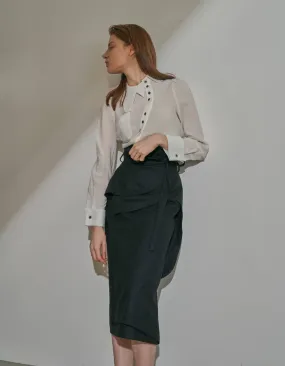 Cashmere Blending Constructive Wrap Skirt