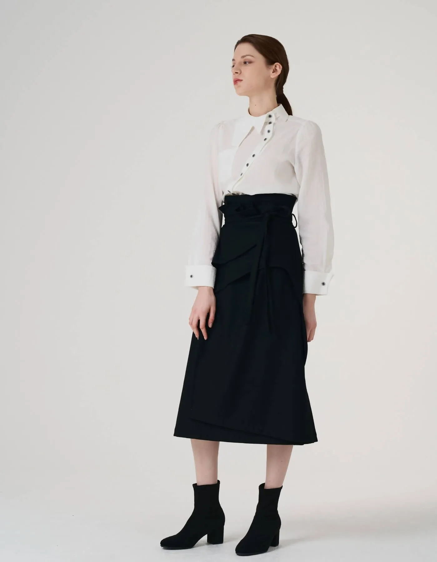 Cashmere Blending Constructive Wrap Skirt