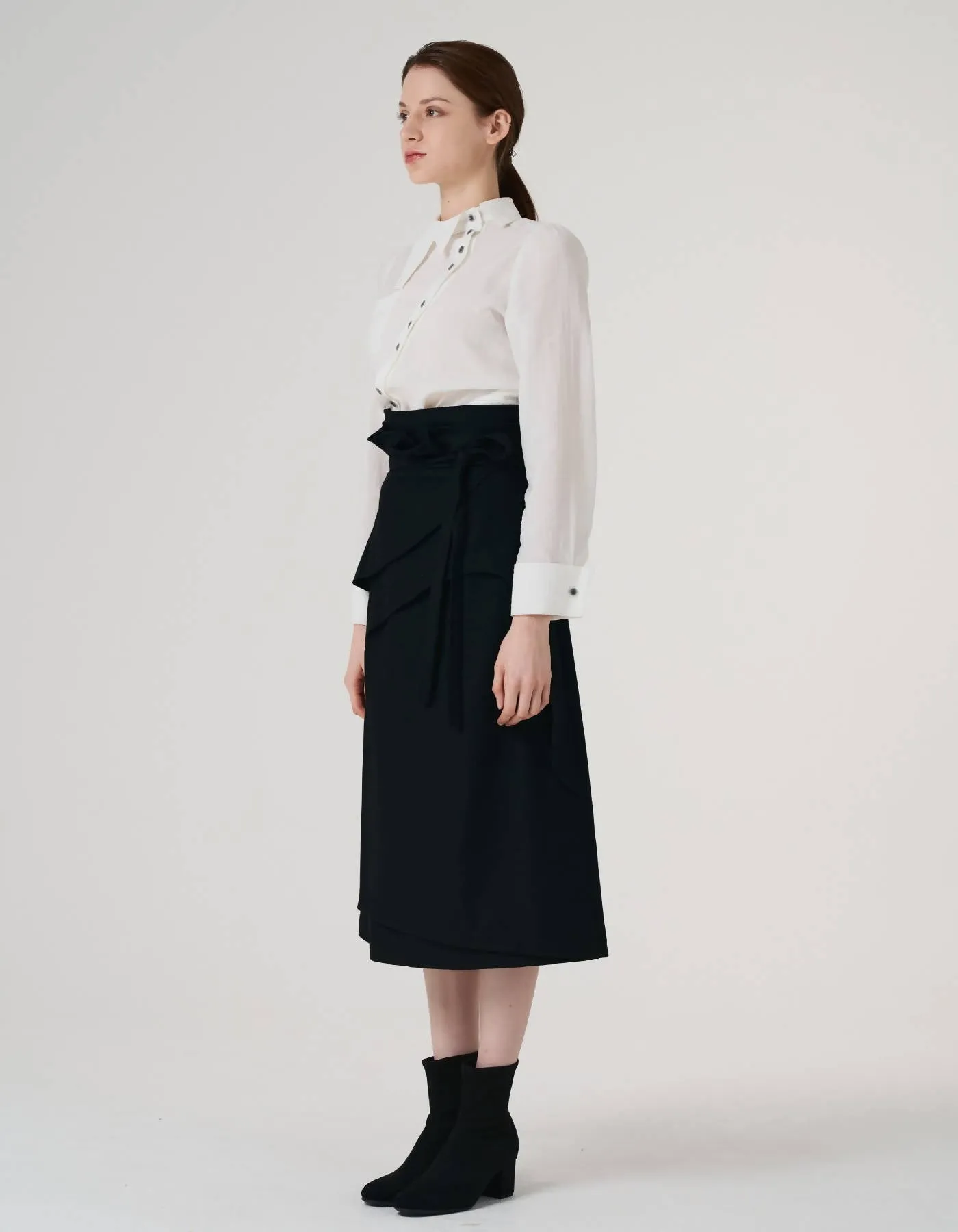 Cashmere Blending Constructive Wrap Skirt