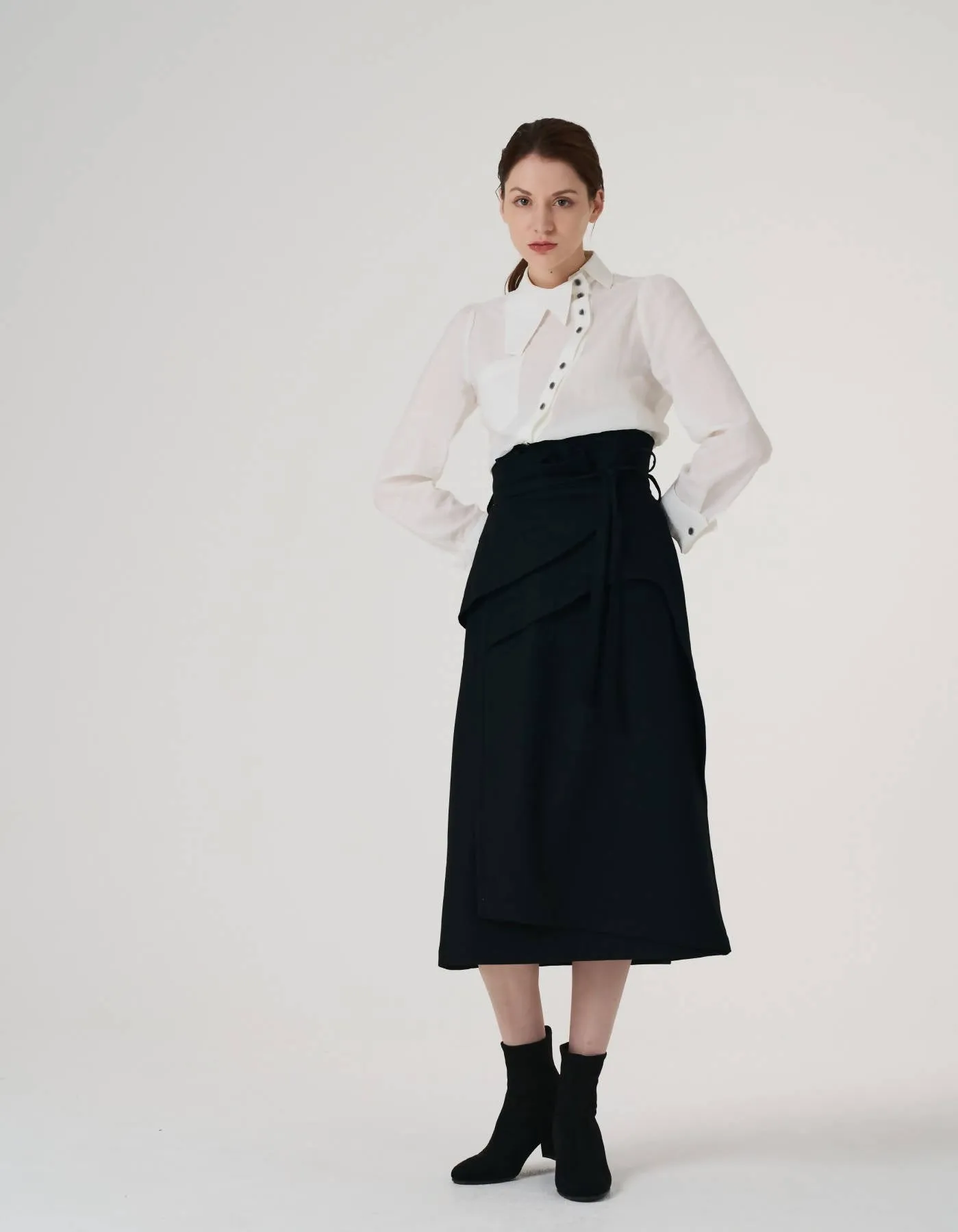 Cashmere Blending Constructive Wrap Skirt