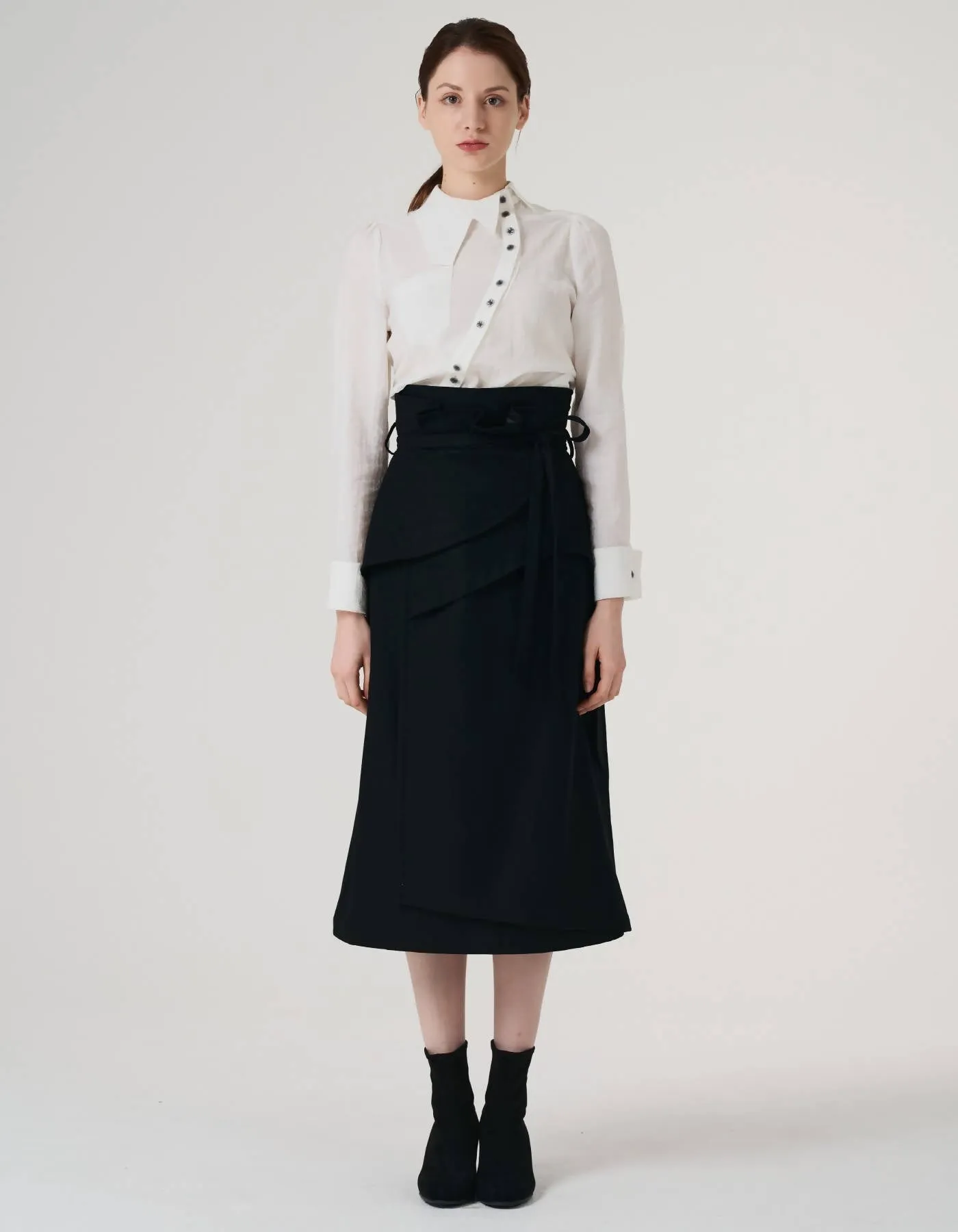 Cashmere Blending Constructive Wrap Skirt