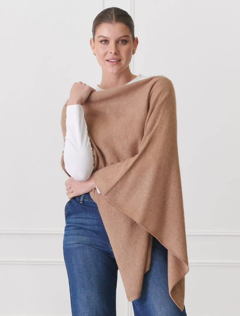 Cashmere Ponchette Tan