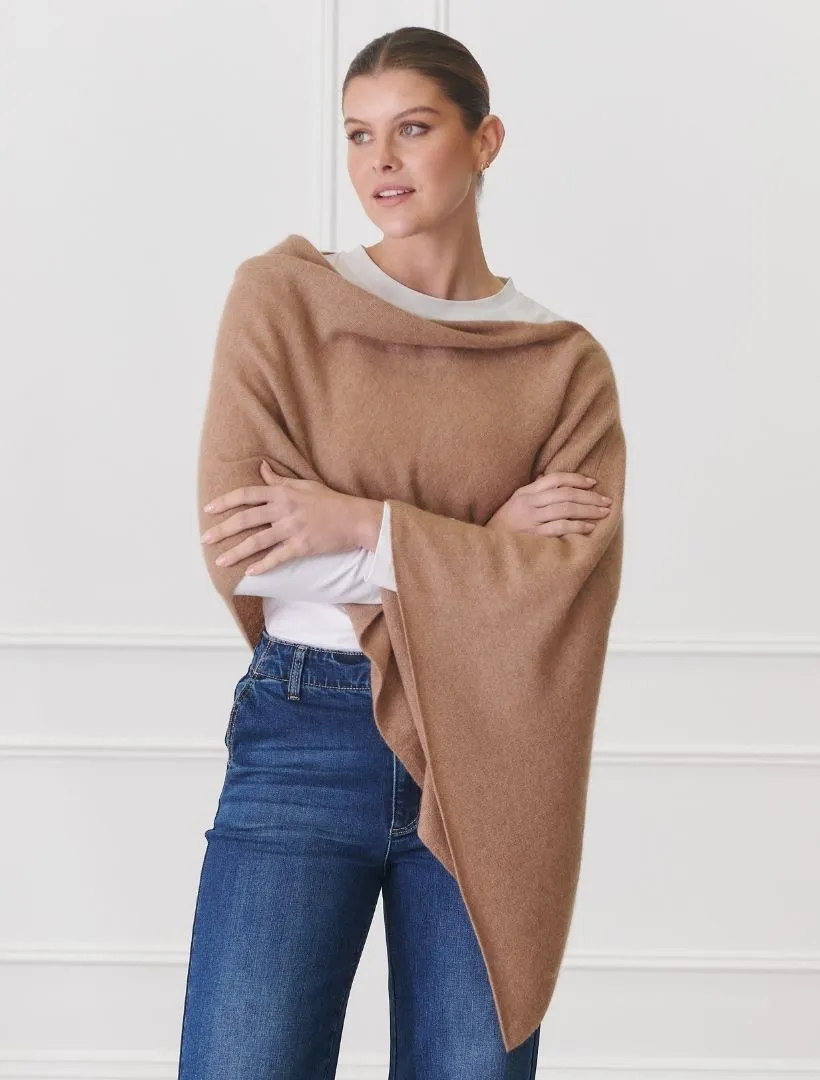 Cashmere Ponchette Tan