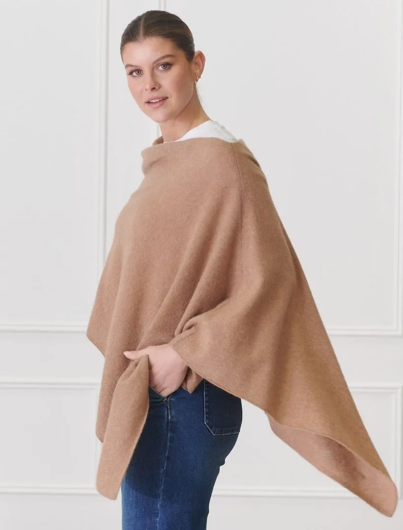 Cashmere Ponchette Tan