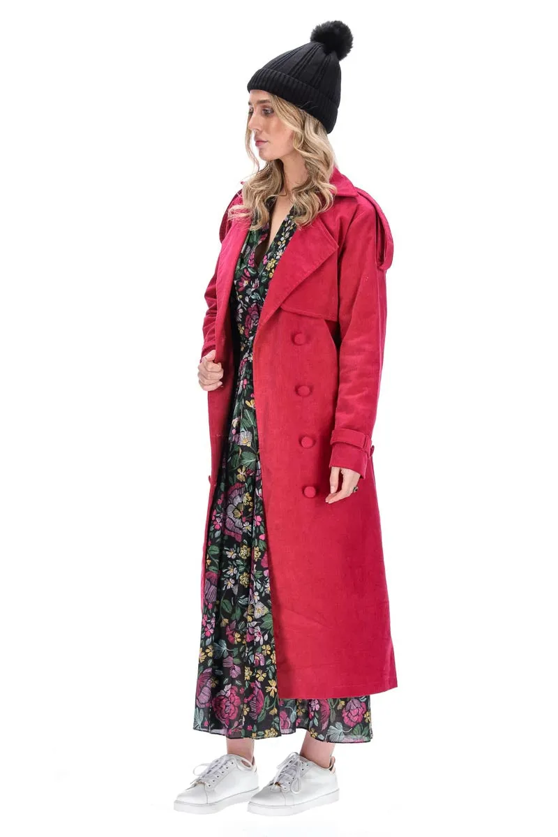 Charlo Amara Coard Cotton Trench Pink ch165