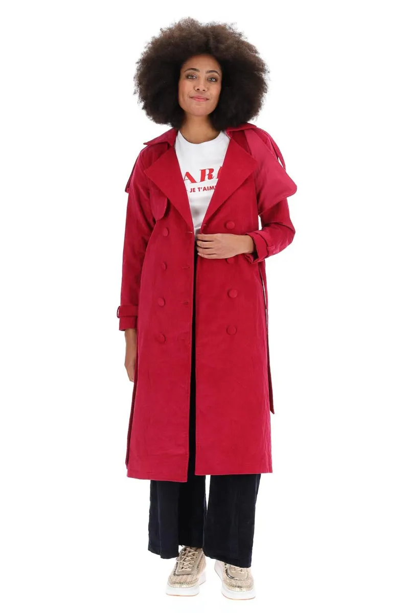 Charlo Amara Coard Cotton Trench Pink ch165