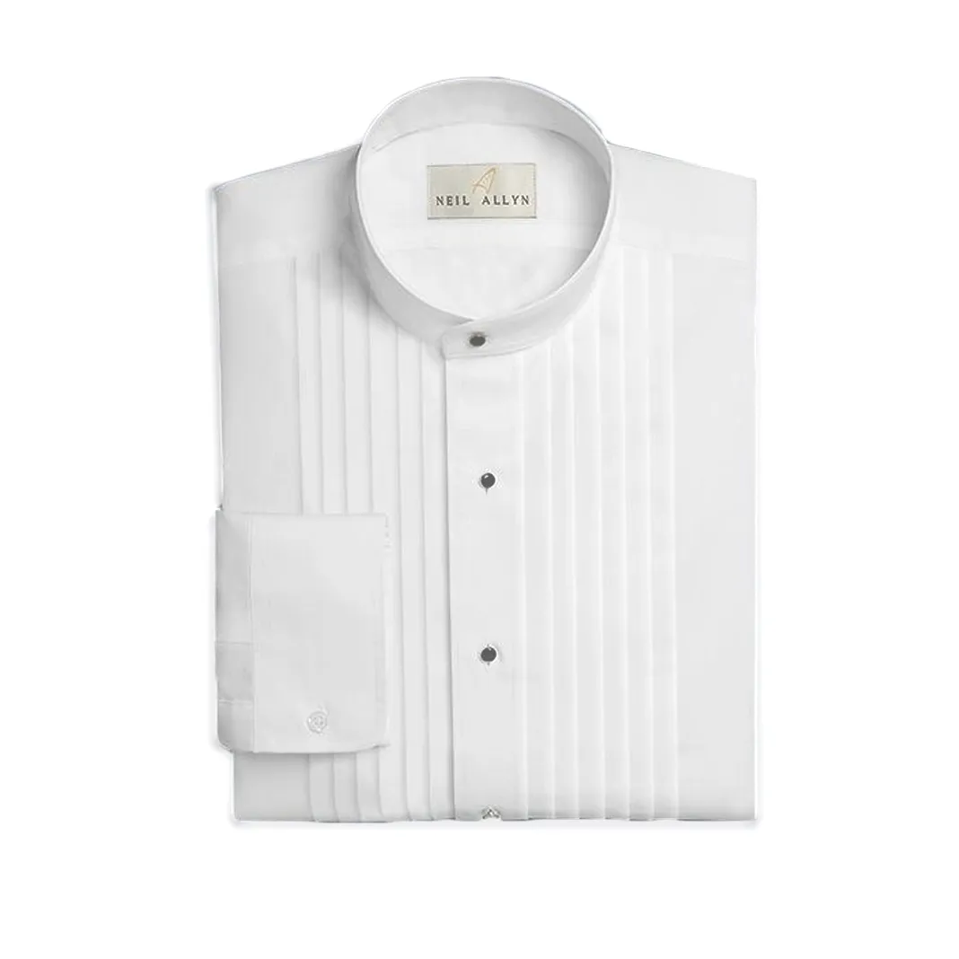 Collarless Pleated Shirt