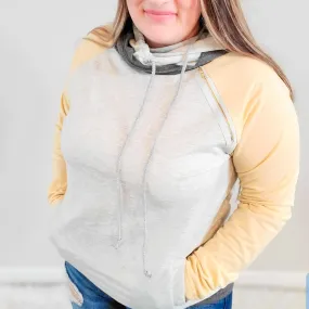 Color Block Yellow & Grey Hoodie