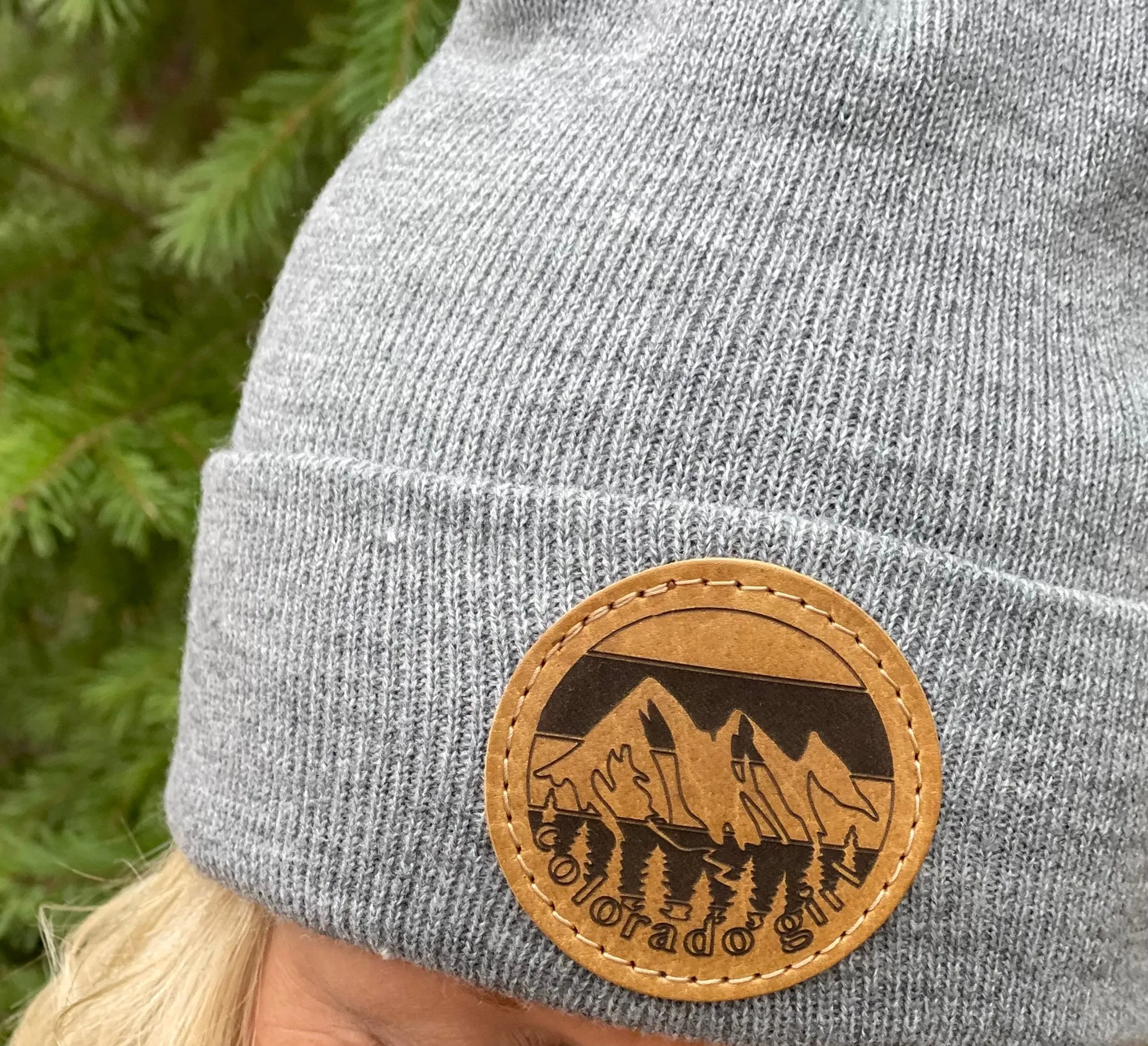 Colorado Girl Leather Patch Beanie