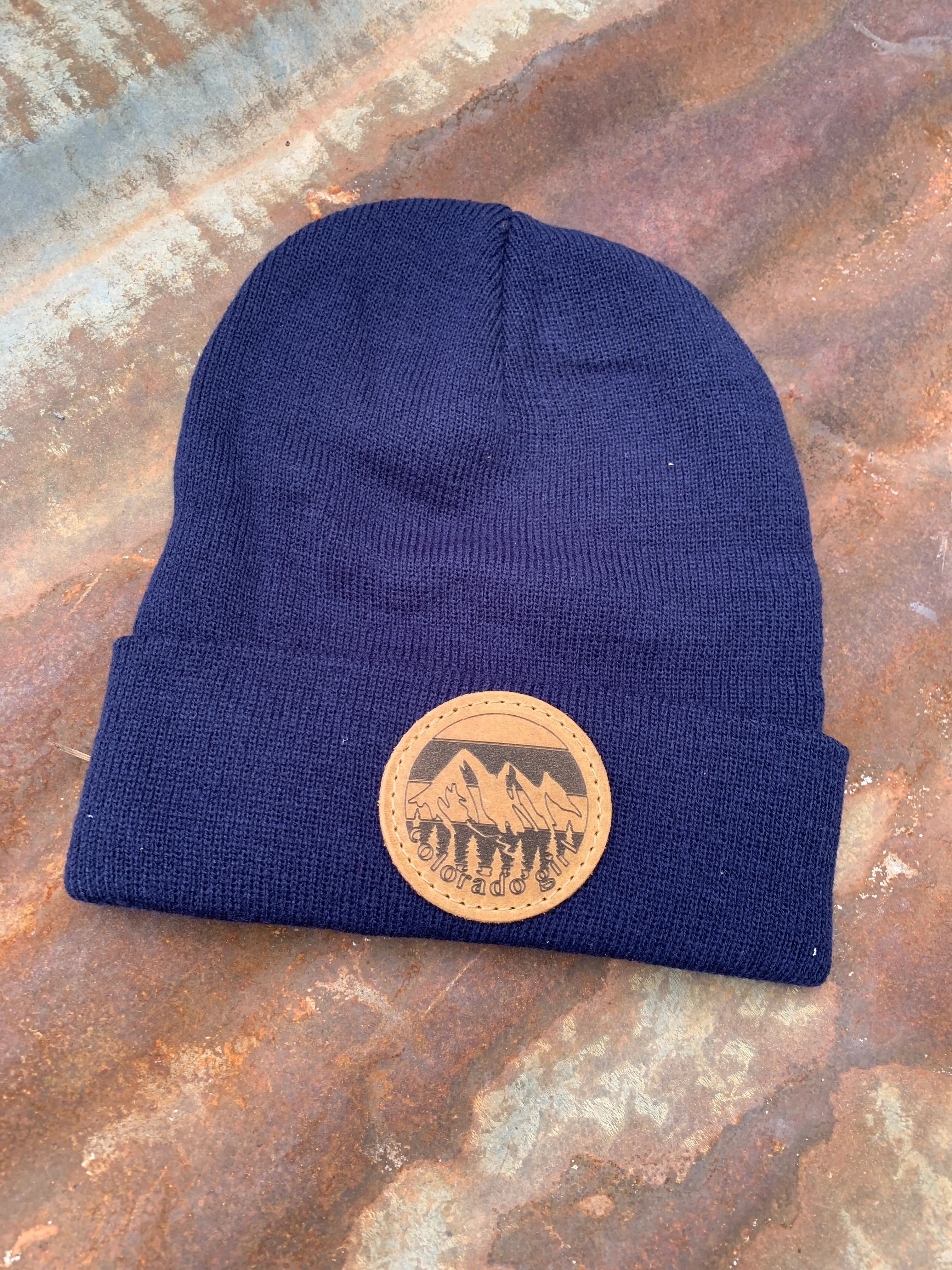 Colorado Girl Leather Patch Beanie