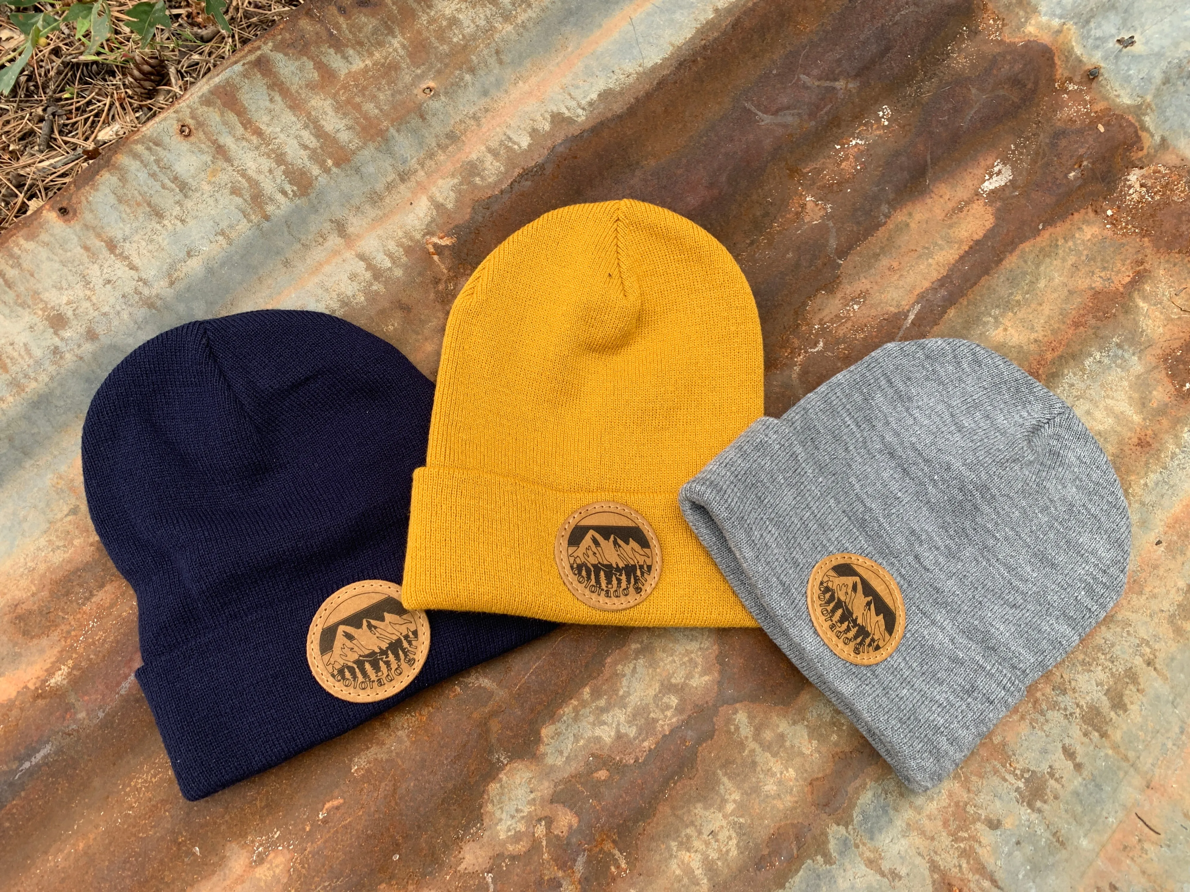 Colorado Girl Leather Patch Beanie