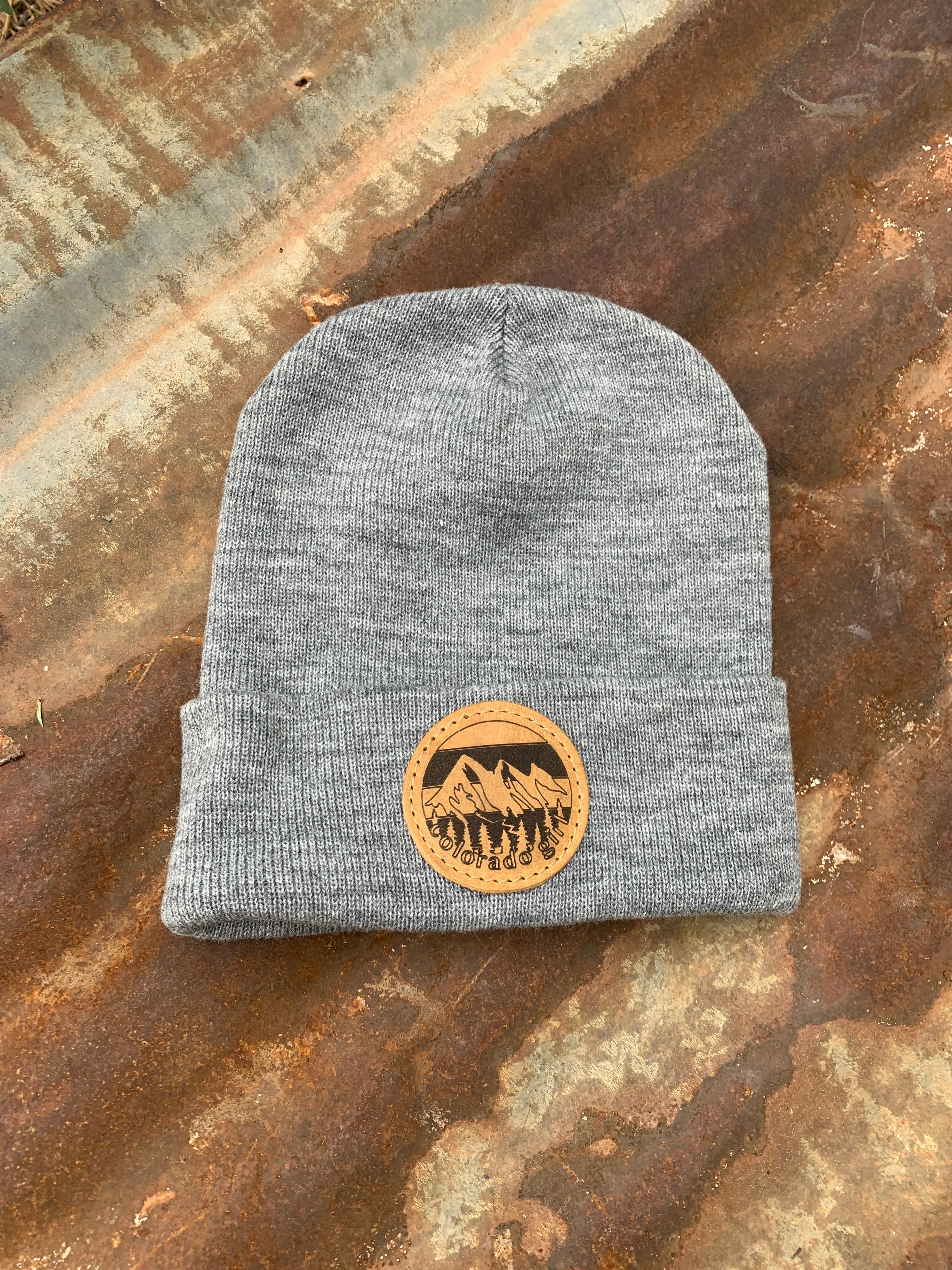 Colorado Girl Leather Patch Beanie