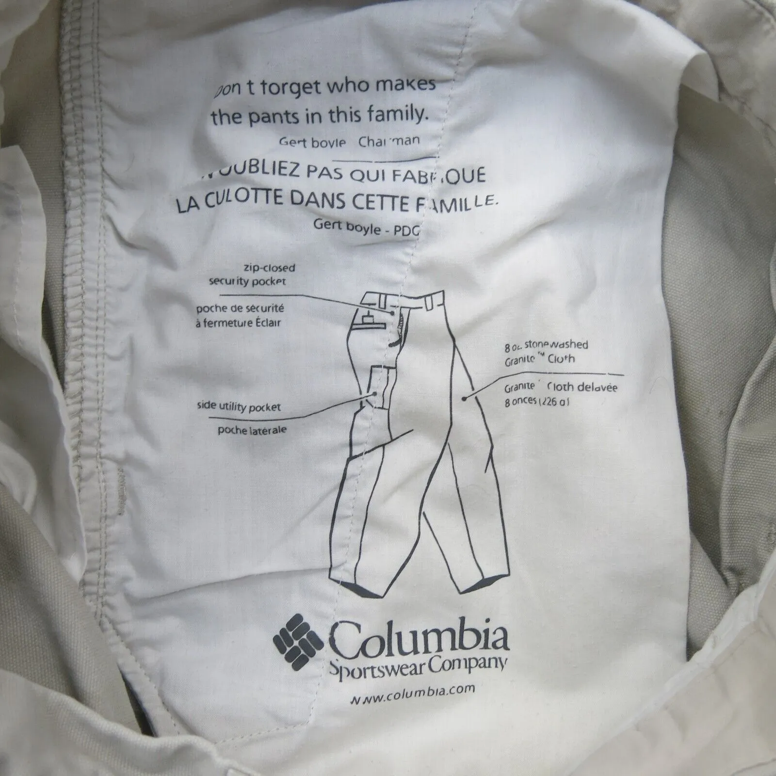 Columbia Mens Cargo Pants 100% Cotton Mid Rise Outdoor Light Gray Size W32XL32